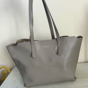 Authentic Furla Grey leather tote bag